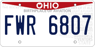 OH license plate FWR6807