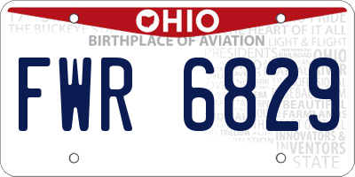 OH license plate FWR6829