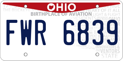 OH license plate FWR6839
