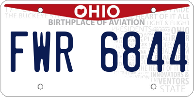 OH license plate FWR6844