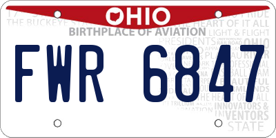 OH license plate FWR6847