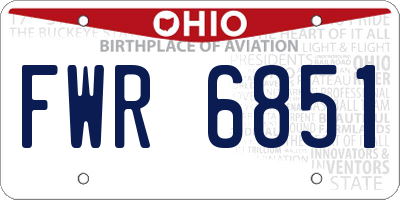 OH license plate FWR6851