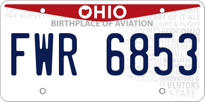 OH license plate FWR6853