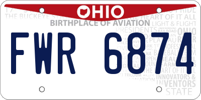 OH license plate FWR6874
