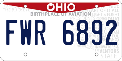 OH license plate FWR6892