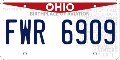 OH license plate FWR6909