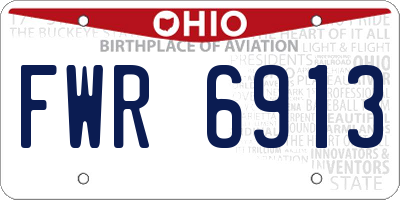 OH license plate FWR6913