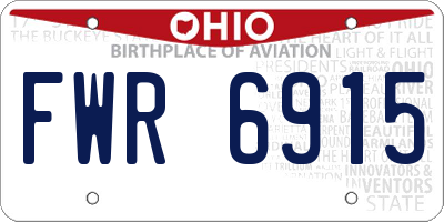 OH license plate FWR6915