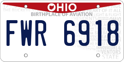 OH license plate FWR6918