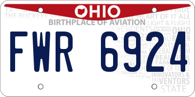 OH license plate FWR6924