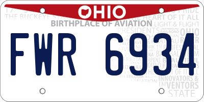 OH license plate FWR6934