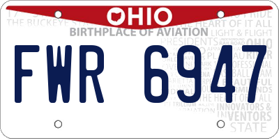 OH license plate FWR6947