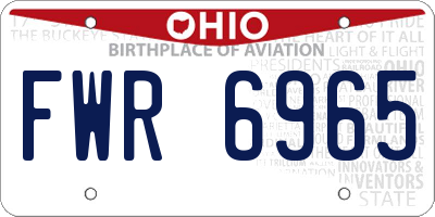 OH license plate FWR6965