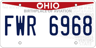 OH license plate FWR6968