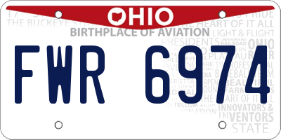 OH license plate FWR6974