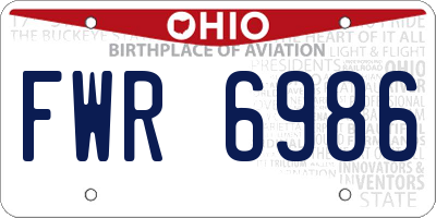 OH license plate FWR6986