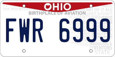 OH license plate FWR6999