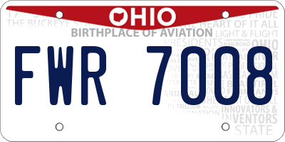 OH license plate FWR7008