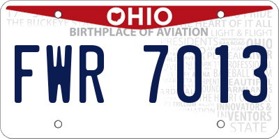 OH license plate FWR7013