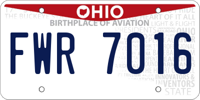 OH license plate FWR7016