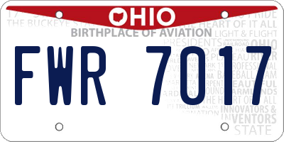 OH license plate FWR7017