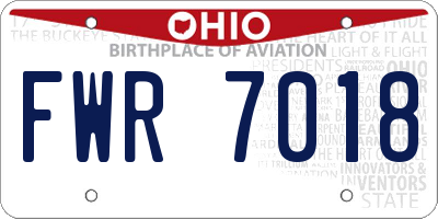OH license plate FWR7018
