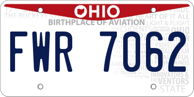 OH license plate FWR7062