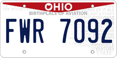 OH license plate FWR7092