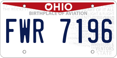 OH license plate FWR7196
