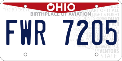 OH license plate FWR7205
