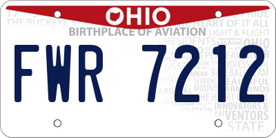 OH license plate FWR7212