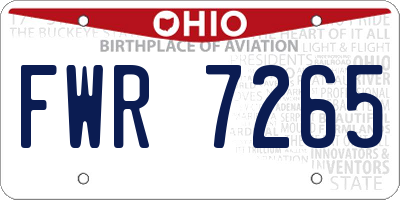 OH license plate FWR7265