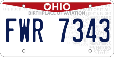 OH license plate FWR7343