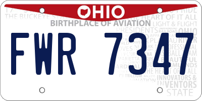 OH license plate FWR7347