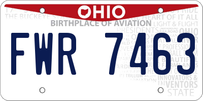 OH license plate FWR7463