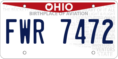 OH license plate FWR7472
