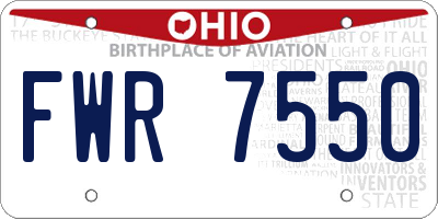 OH license plate FWR7550