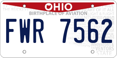 OH license plate FWR7562