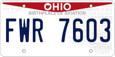 OH license plate FWR7603