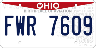 OH license plate FWR7609