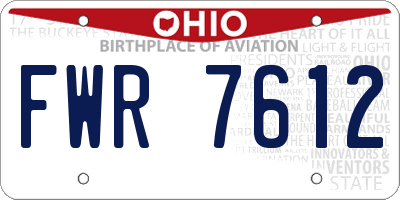 OH license plate FWR7612