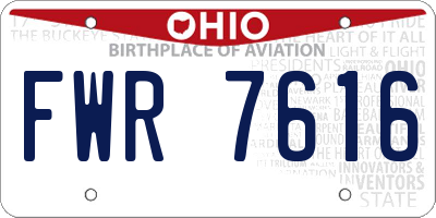 OH license plate FWR7616