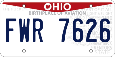 OH license plate FWR7626