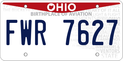 OH license plate FWR7627