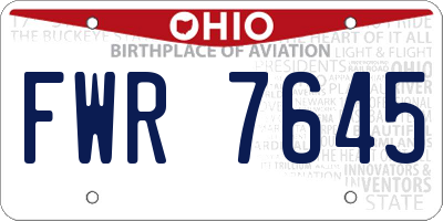 OH license plate FWR7645