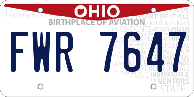 OH license plate FWR7647