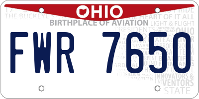 OH license plate FWR7650