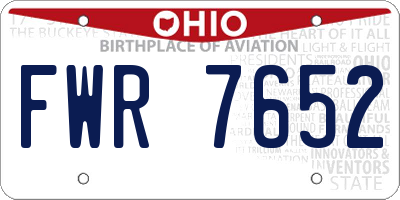 OH license plate FWR7652