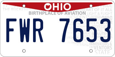 OH license plate FWR7653
