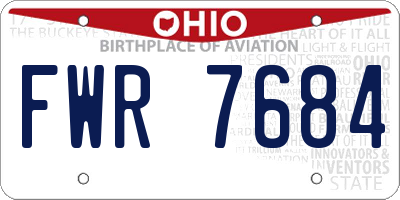 OH license plate FWR7684